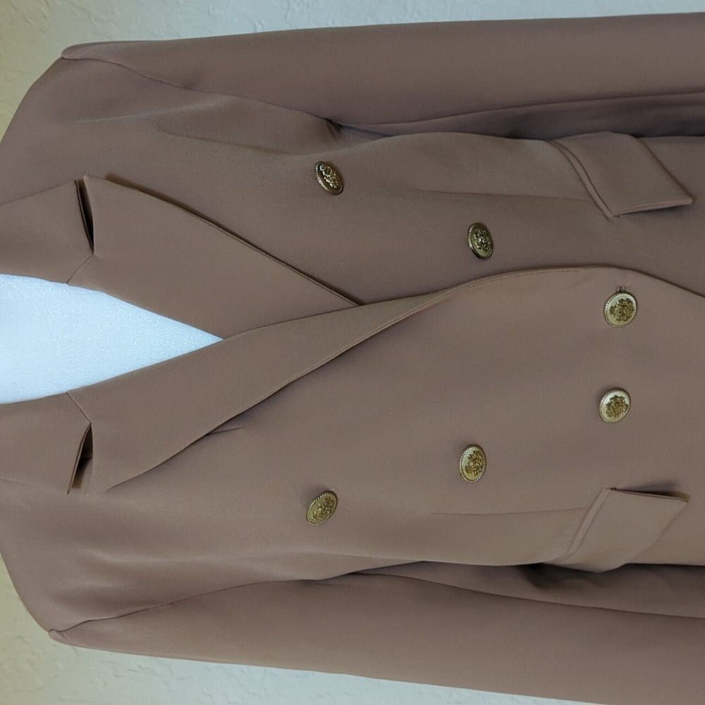 Boston Proper Tan Double-Breasted Blazer - Picture 6 of 12